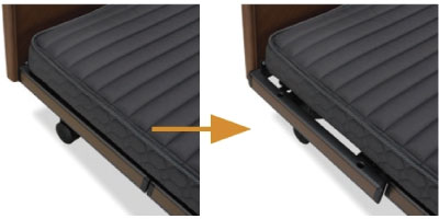 簡単にサイドレールが取り付けられる「収納式サイドフレーム」